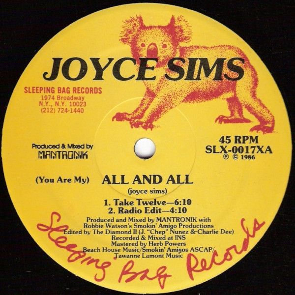 Joyce Sims - (You Are My) All And All - Sleeping Bag Records