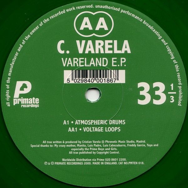 Cristian Varela - Vareland E.P. - Primate Recordings