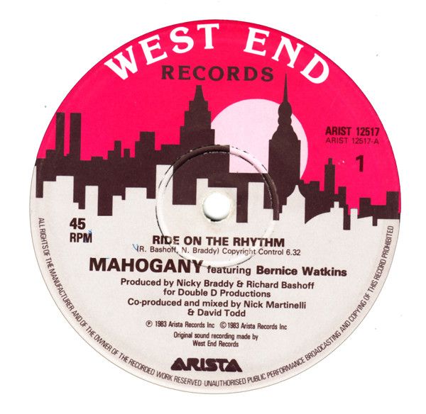 Mahogany Featuring Bernice Watkins - Ride On The Rhythm - West End Records