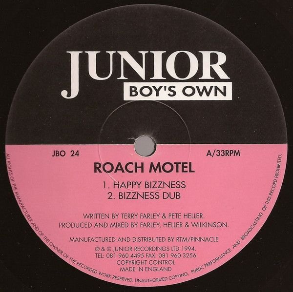 Roach Motel - Happy Bizzness / Wild Luv - Junior Boy's Own