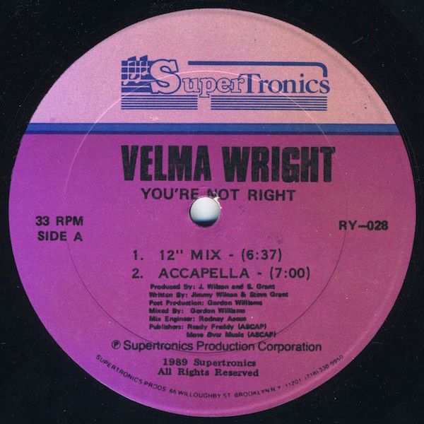 Velma Wright - You're Not Right - Supertronics