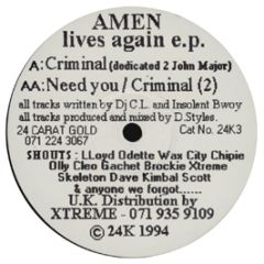DJ Cl & Insolent Boy - Amen Lives Again EP - 24 Karat