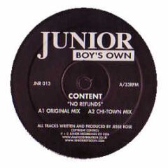 Content - No Refunds - Junior Boys Own