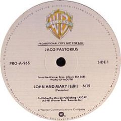 Jaco Pastorius - John And Mary (Edit) - Warner Bros