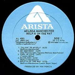 Melissa Manchester - Help Is On The Way - Arista
