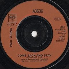 Paul Young - Come Back And Stay (Single Remix Version) - CBS