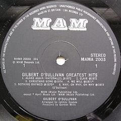 Gilbert O'Sullivan - Gilbert O'Sullivan Greatest Hits - MAM