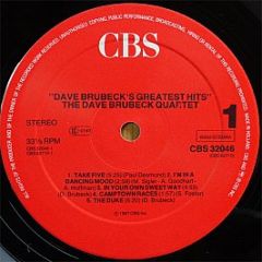 Dave Brubeck - Dave Brubeck's Greatest Hits - CBS