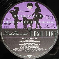 Linda Ronstadt With Nelson Riddle & His Orchestra - Lush Life - Asylum Records