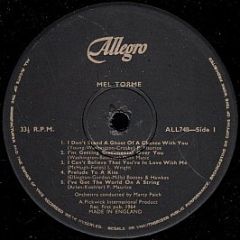 Mel Torme - I've Got The World On A String ! - Allegro Records