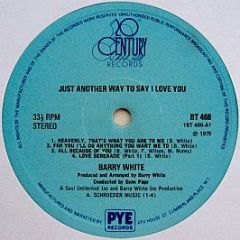 Barry White - Just Another Way To Say I Love You - 20th Century Records