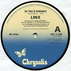Linx - So This Is Romance - Chrysalis