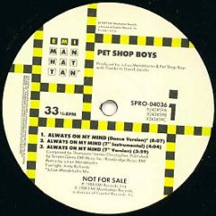 Pet Shop Boys - Always On My Mind - EMI-Manhattan Records