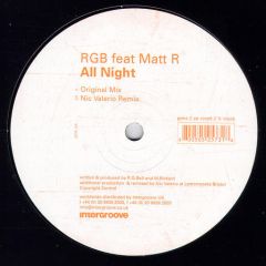 Rgb Feat. Matt R - Rgb Feat. Matt R - All Night - Plastik Park