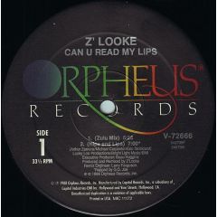 Z'Looke - Z'Looke - Can U Read My Lips (Re-mixes January '89) - Orpheus Records
