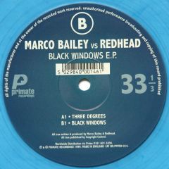 Marco Bailey Vs Redhead - Marco Bailey Vs Redhead - Black Windows EP (Blue Vinyl) - Primate