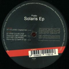 Piatto - Piatto - Solaris EP - Dataphonik Musik