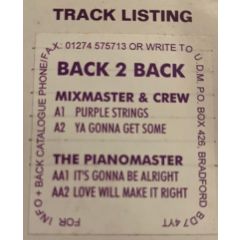  Mixmaster & Crew & The Pianomaster -  Mixmaster & Crew & The Pianomaster - Back To Back - Underground Dance Movement