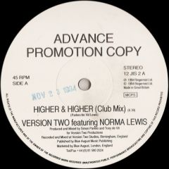  Version Two Featuring Norma Lewis  -  Version Two Featuring Norma Lewis  - Higher & Higher - Blue August Records