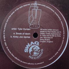 Tyler Durden - Tyler Durden - Break Of Dawn - Swag Records 