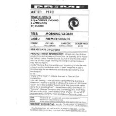 Perc - Perc - Morning Evening Afternoon - Premier Sounds