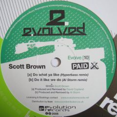 Scott Brown - Scott Brown - Do What Ya Like (Remixes) - Evolve Records 10