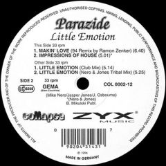 Parazide - Parazide - Little Emotion - Collapse Recordings