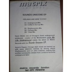 Kevin Elliot - Kevin Elliot - Sounds Unseen EP - Matrix Records
