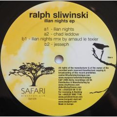Ralph Sliwinski - Ralph Sliwinski - Ilian Nights EP - Safari Electronique