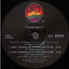 Sylvia Smith - Sylvia Smith - Don't Wanna Be A Sometime Lover - Qwest Records
