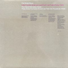Pet Shop Boys - Pet Shop Boys - I Don't Know What You Want... - Parlophone