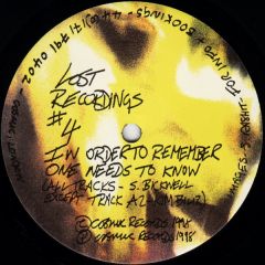 S. Bicknell / Kim Bilir - S. Bicknell / Kim Bilir - Lost Recordings #4 - In Order To Remember One Needs To Know - Cosmic Records