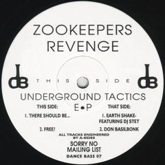 Zookeepers Revenge - Zookeepers Revenge - Underground Tactics EP - Dance Bass