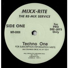 Unknown Artist - Unknown Artist - Techno One / Techno Two - 	Mixx-Rite