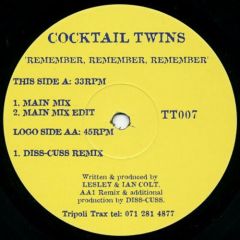 Cocktail Twins - Cocktail Twins - Remember Remember Remember - Tripoli Trax