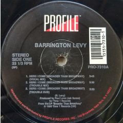 Barrington Levy - Barrington Levy - Here I Come (Broader Than Broadway) - Profile Records