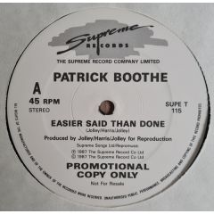 Patrick Boothe - Patrick Boothe - Easier Said Than Done - Supreme Records