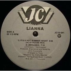 Lianna - Lianna - It's A Hot Summer Night - J.C Records