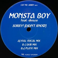 Monsta Boy Feat. Denzie - Monsta Boy Feat. Denzie - Sorry! (Didn't Know) - Not On Label