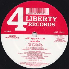 Joey Washington - Joey Washington - Don't Wanna Lose Your Love - 4 Liberty