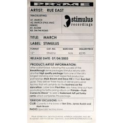 Rue East - Rue East - March - Stimulus