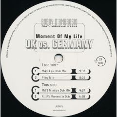Bobby D'Ambrosio - Bobby D'Ambrosio - Moment Of My Life (Uk Vs. Germany) - Club Tools