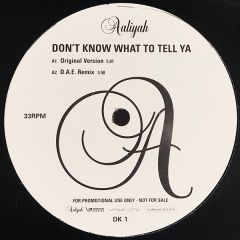 Aaliyah - Aaliyah - Dont Know What To Tell Ya - Blackground Rec.