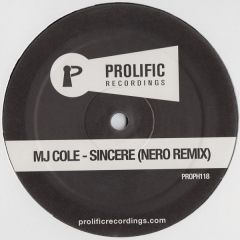 Mj Cole - Mj Cole - Sincere (Nero Remix) - Prolific Recordings