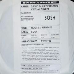 David Duriez Presents Virtual Funker - David Duriez Presents Virtual Funker - House And Blend EP - Bosh