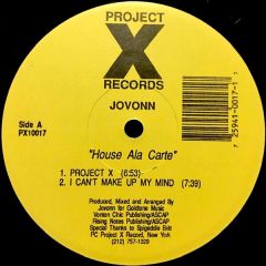 Jovonn - Jovonn - House Ala Carte - Project X Records