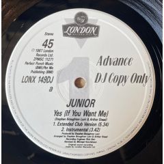 Junior  - Junior  - Yes (If You Want Me) - London Records