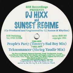 DJ Hixx & Sunset Regime - DJ Hixx & Sunset Regime - People's Party - Rsr Recordings