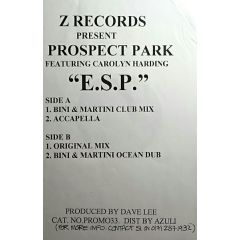 Prospect Park Featuring Carolyn Harding - Prospect Park Featuring Carolyn Harding - E.S.P. - Z Records