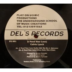 Calvin Lynch - Calvin Lynch - I Need Your Love - Del's Records